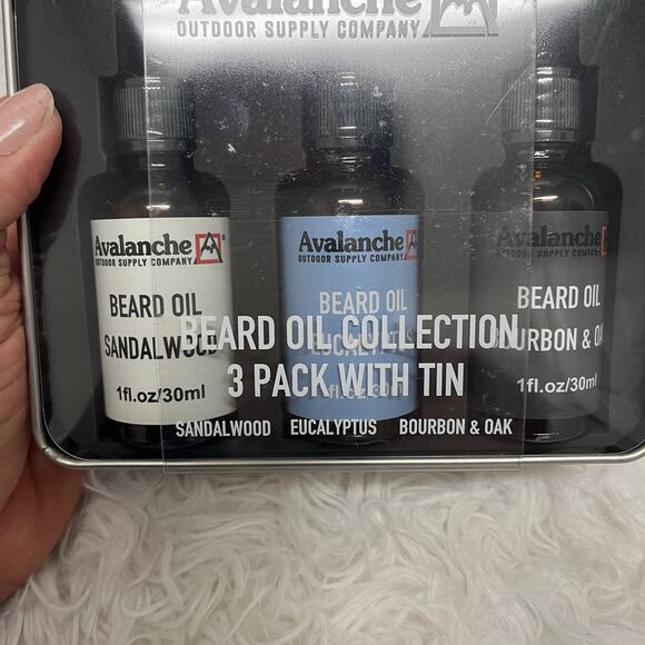 Avalance Beard Oil Collection 3 pack + tin, sandalwood-eucalyptus-bourbon & oak - Picture 3 of 7